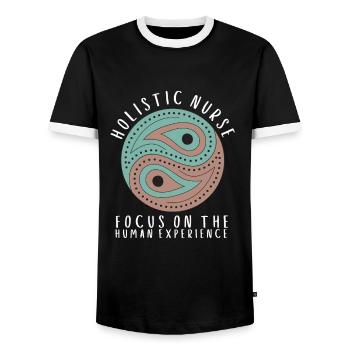 Homeopathy Alternative Medicine, Holistic Nursing - Men's Ringer Shirt - black/white - Front - AI Model Female 172 light (172cm) & AI Model Male 178 light (178cm)