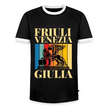 Venice Gondola Italy Venezia - Men's Ringer Shirt - black/white - Front - AI Model Female 172 light (172cm) & AI Model Male 178 light (178cm)