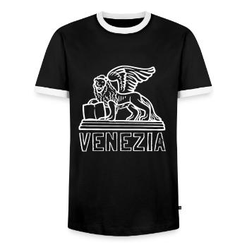 Venice Gondola Italy Venezia - Men's Ringer Shirt - black/white - Front - AI Model Female 172 light (172cm) & AI Model Male 178 light (178cm)
