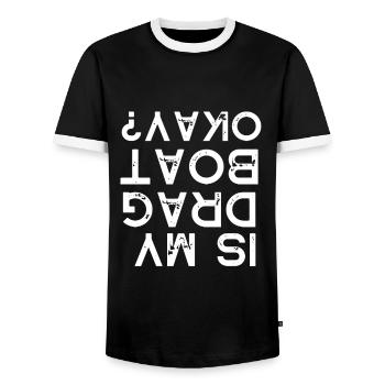 Courses de drag-boat et de hors-bord - T-shirt contrasté Homme - noir/blanc - Devant - AI Model Female 172 light (172cm) & AI Model Male 178 light (178cm)