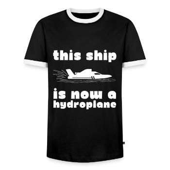 Courses de drag-boat et de hors-bord - T-shirt contrasté Homme - noir/blanc - Devant - AI Model Female 172 light (172cm) & AI Model Male 178 light (178cm)