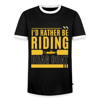 Courses de drag-boat et de hors-bord - T-shirt contrasté Homme - noir/blanc - Devant - AI Model Female 172 light (172cm) & AI Model Male 178 light (178cm)