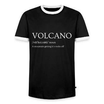 Volcanologists Geologist Magma Volcano - Men's Ringer Shirt - black/white - Front - AI Model Female 172 light (172cm) & AI Model Male 178 light (178cm)