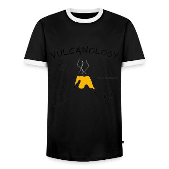 Volcanologists Geologist Magma Volcano - Men's Ringer Shirt - black/white - Front - AI Model Female 172 light (172cm) & AI Model Male 178 light (178cm)