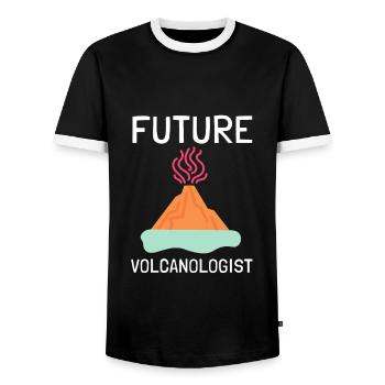 Volcanologists Geologist Magma Volcano - Men's Ringer Shirt - black/white - Front - AI Model Female 172 light (172cm) & AI Model Male 178 light (178cm)