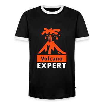 Volcanologists Geologist Magma Volcano - Men's Ringer Shirt - black/white - Front - AI Model Female 172 light (172cm) & AI Model Male 178 light (178cm)