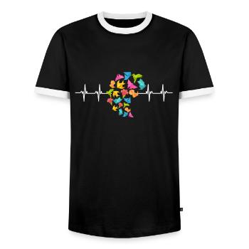 Artisanat de pliage de papier japonais Origami Master - T-shirt contrasté Homme - noir/blanc - Devant - AI Model Female 172 light (172cm) & AI Model Male 178 light (178cm)