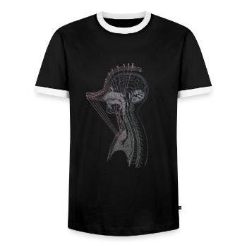 Tenor Singer Choir Vocalist Theatre Student, Opera - Men's Ringer Shirt - black/white - Front - AI Model Female 172 light (172cm) & AI Model Male 178 light (178cm)