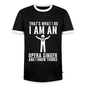 Tenor Singer Choir Vocalist Theatre Student, Opera - Men's Ringer Shirt - black/white - Front - AI Model Female 172 light (172cm) & AI Model Male 178 light (178cm)