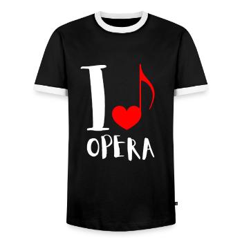 Tenor Singer Choir Vocalist Theatre Student, Opera - Men's Ringer Shirt - black/white - Front - AI Model Female 172 light (172cm) & AI Model Male 178 light (178cm)