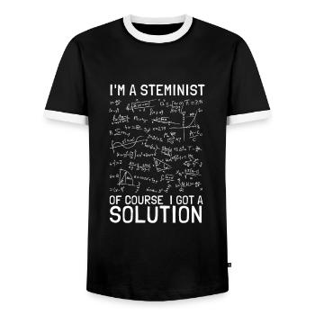 Female Stem Scientist Technology Student, - Men's Ringer Shirt - black/white - Front - AI Model Female 172 light (172cm) & AI Model Male 178 light (178cm)