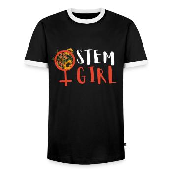 Female Stem Scientist Technology Student, - Men's Ringer Shirt - black/white - Front - AI Model Female 172 light (172cm) & AI Model Male 178 light (178cm)