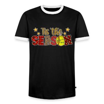 Softball Christmas Softball Player Xmas Party Gift - Männer Kontrast-T-Shirt - Schwarz/Weiß - Vorne - AI Model Female 172 light (172cm) & AI Model Male 178 light (178cm)