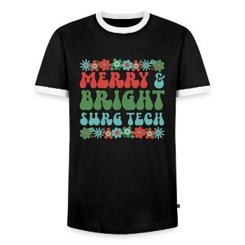 Surgical Technologist Christmas Surgical Tech Xmas - Men's Ringer Shirt - black/white - Front - AI Model Female 172 light (172cm) & AI Model Male 178 light (178cm)