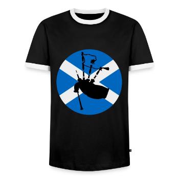 Bagpipe Teacher Player Scotsman Bagpiping - Männer Kontrast-T-Shirt - Schwarz/Weiß - Vorne - AI Model Female 172 light (172cm) & AI Model Male 178 light (178cm)