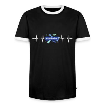 Probiotics Dairy Products, Frozen Yogurt - Men's Ringer Shirt - black/white - Front - AI Model Female 172 light (172cm) & AI Model Male 178 light (178cm)