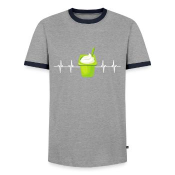Probiotiques Produits laitiers, Yogourt glacé - T-shirt contrasté Homme - gris/marine  - Devant - AI Model Female 172 light (172cm) & AI Model Male 178 light (178cm)
