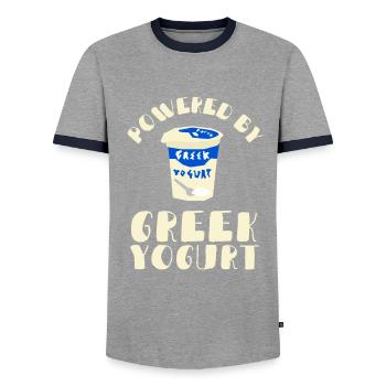 Probiotiques Produits laitiers, Yogourt glacé - T-shirt contrasté Homme - gris/marine  - Devant - AI Model Female 172 light (172cm) & AI Model Male 178 light (178cm)