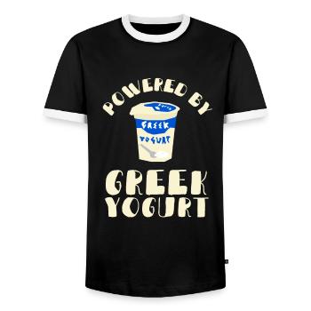 Probiotics Dairy Products, Frozen Yogurt - Men's Ringer Shirt - black/white - Front - AI Model Female 172 light (172cm) & AI Model Male 178 light (178cm)