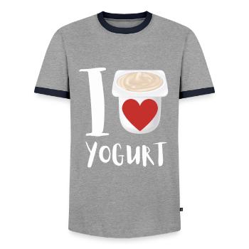 Probiotiques Produits laitiers, Yogourt glacé - T-shirt contrasté Homme - gris/marine  - Devant - AI Model Female 172 light (172cm) & AI Model Male 178 light (178cm)