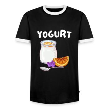 Probiotics Dairy Products, Frozen Yogurt - Men's Ringer Shirt - black/white - Front - AI Model Female 172 light (172cm) & AI Model Male 178 light (178cm)
