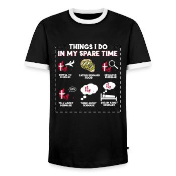 Ce que je fais pendant mon temps libre Danemark - T-shirt contrasté Homme - noir/blanc - Devant - AI Model Female 172 light (172cm) & AI Model Male 178 light (178cm)