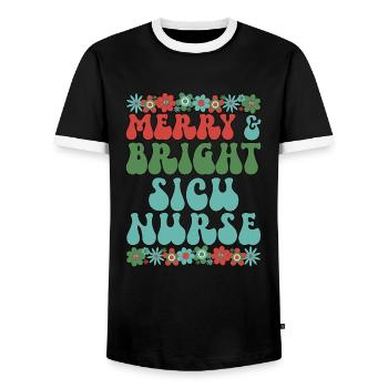 Infirmière de l’USSI Noël Soins infirmiers chirurgicaux Soins infirmiers de Noël - T-shirt contrasté Homme - noir/blanc - Devant - AI Model Female 172 light (172cm) & AI Model Male 178 light (178cm)