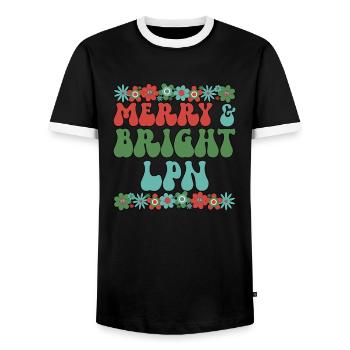 Infirmière auxiliaire de Noël Infirmière auxiliaire autorisée Noël - T-shirt contrasté Homme - noir/blanc - Devant - AI Model Female 172 light (172cm) & AI Model Male 178 light (178cm)