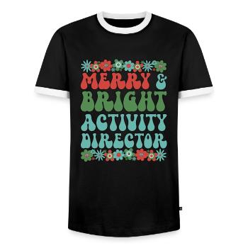 Activity Director Christmas Activity Coordinator - Men's Ringer Shirt - black/white - Front - AI Model Female 172 light (172cm) & AI Model Male 178 light (178cm)