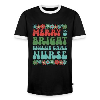 Infirmière en soins des plaies Noël RN Soins infirmiers aux plaies Noël - T-shirt contrasté Homme - noir/blanc - Devant - AI Model Female 172 light (172cm) & AI Model Male 178 light (178cm)