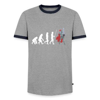 Huzzah Renaissance Festival Ren Faire Knight - Männer Kontrast-T-Shirt - Grau/Navy  - Vorne - AI Model Female 172 light (172cm) & AI Model Male 178 light (178cm)
