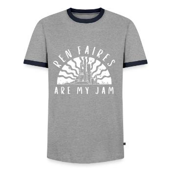 Huzzah Renaissance Festival Ren Faire Knight - Männer Kontrast-T-Shirt - Grau/Navy  - Vorne - AI Model Female 172 light (172cm) & AI Model Male 178 light (178cm)