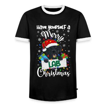 Cadeau de chien d’or de Noël Labrador - T-shirt contrasté Homme - noir/blanc - Devant - AI Model Female 172 light (172cm) & AI Model Male 178 light (178cm)