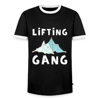 Do You Even Lift Bro Ski - Men's Ringer Shirt - black/white - Front - AI Model Female 172 light (172cm) & AI Model Male 178 light (178cm)