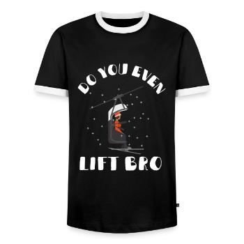 Do You Even Lift Bro Ski - Men's Ringer Shirt - black/white - Front - AI Model Female 172 light (172cm) & AI Model Male 178 light (178cm)