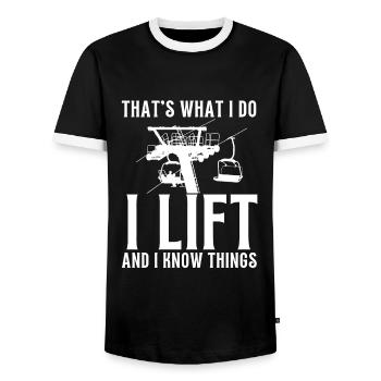 Do You Even Lift Bro Ski - Men's Ringer Shirt - black/white - Front - AI Model Female 172 light (172cm) & AI Model Male 178 light (178cm)