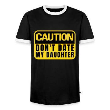 Protective Girl Dad, Dating My Daughter - Men's Ringer Shirt - black/white - Front - AI Model Female 172 light (172cm) & AI Model Male 178 light (178cm)