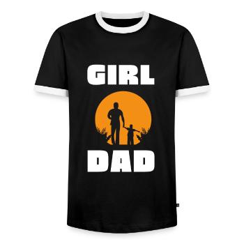 Protective Girl Dad, Dating My Daughter - Men's Ringer Shirt - black/white - Front - AI Model Female 172 light (172cm) & AI Model Male 178 light (178cm)
