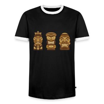 Maori Hei Tiki Tribal Tattoo Nouvelle-Zélande - T-shirt contrasté Homme - noir/blanc - Devant - AI Model Female 172 light (172cm) & AI Model Male 178 light (178cm)