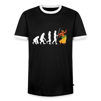 Maori Hei Tiki Tribal Tattoo Nouvelle-Zélande - T-shirt contrasté Homme - noir/blanc - Devant - AI Model Female 172 light (172cm) & AI Model Male 178 light (178cm)