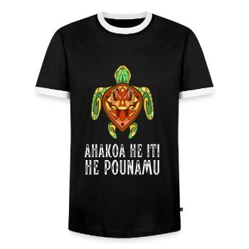 Maori Hei Tiki Tribal Tattoo Nouvelle-Zélande - T-shirt contrasté Homme - noir/blanc - Devant - AI Model Female 172 light (172cm) & AI Model Male 178 light (178cm)