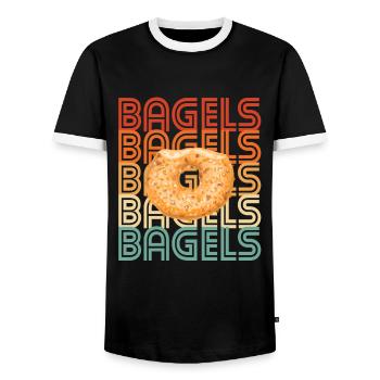 Bagel Bagels Geschenk - Männer Kontrast-T-Shirt - Schwarz/Weiß - Vorne - AI Model Female 172 light (172cm) & AI Model Male 178 light (178cm)