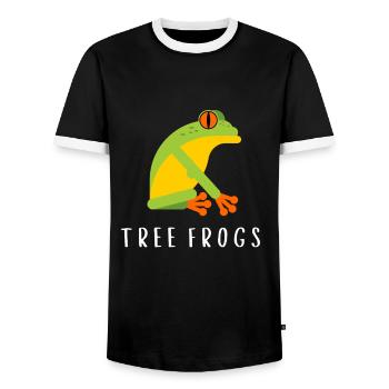 Agalychnis Callidryas Red Eyed Tree Frog - Männer Kontrast-T-Shirt - Schwarz/Weiß - Vorne - AI Model Female 172 light (172cm) & AI Model Male 178 light (178cm)