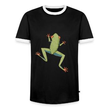 Agalychnis Callidryas Red Eyed Tree Frog - Männer Kontrast-T-Shirt - Schwarz/Weiß - Vorne - AI Model Female 172 light (172cm) & AI Model Male 178 light (178cm)