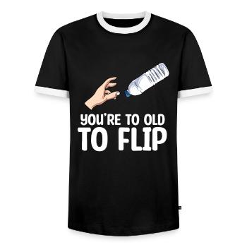 Water Bottle Flipping Flaschendrehen - Männer Kontrast-T-Shirt - Schwarz/Weiß - Vorne - AI Model Female 172 light (172cm) & AI Model Male 178 light (178cm)