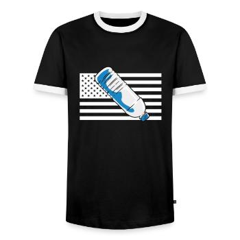 Water Bottle Flipping Flaschendrehen - Männer Kontrast-T-Shirt - Schwarz/Weiß - Vorne - AI Model Female 172 light (172cm) & AI Model Male 178 light (178cm)
