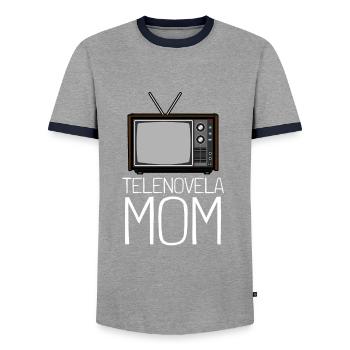 Telenovela Columbianas, émissions hispaniques et feuilletons - T-shirt contrasté Homme - gris/marine  - Devant - AI Model Female 172 light (172cm) & AI Model Male 178 light (178cm)