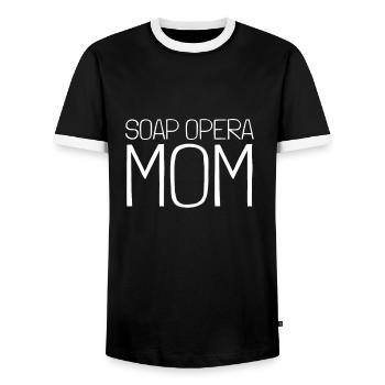 Telenovela Columbianas, Hispanic Shows, And Soap - Men's Ringer Shirt - black/white - Front - AI Model Female 172 light (172cm) & AI Model Male 178 light (178cm)