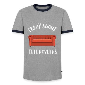 Telenovela Columbianas, émissions hispaniques et feuilletons - T-shirt contrasté Homme - gris/marine  - Devant - AI Model Female 172 light (172cm) & AI Model Male 178 light (178cm)