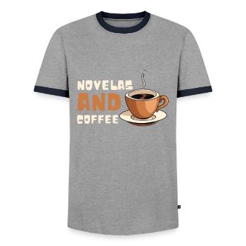 Telenovela Columbianas, émissions hispaniques et feuilletons - T-shirt contrasté Homme - gris/marine  - Devant - AI Model Female 172 light (172cm) & AI Model Male 178 light (178cm)